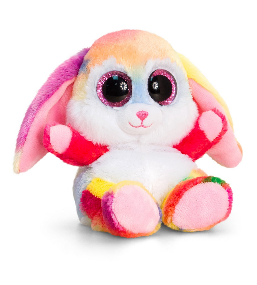Animotsu 15cm Rainbow Rabbit Bunny Beanie Cuddly Soft Toy Plush SF1654