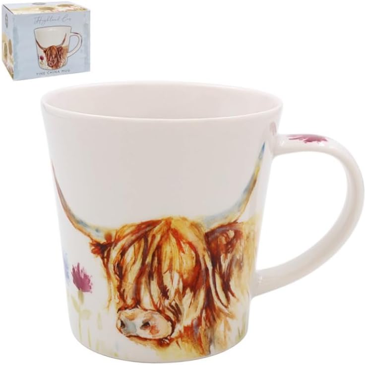 Lesser & Pavey Feather & Fur Highland Cow Mug | Ceramic Coffee Mugs for Home or Work | Premium Design Mugs for All Occasions | Lovely Mugs for Tea, Coffee & Hot Drinks - Jennifer Rose Gallery
