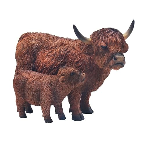 The Leonardo Collection Standing Highland Cow and Calf Figurine Brown