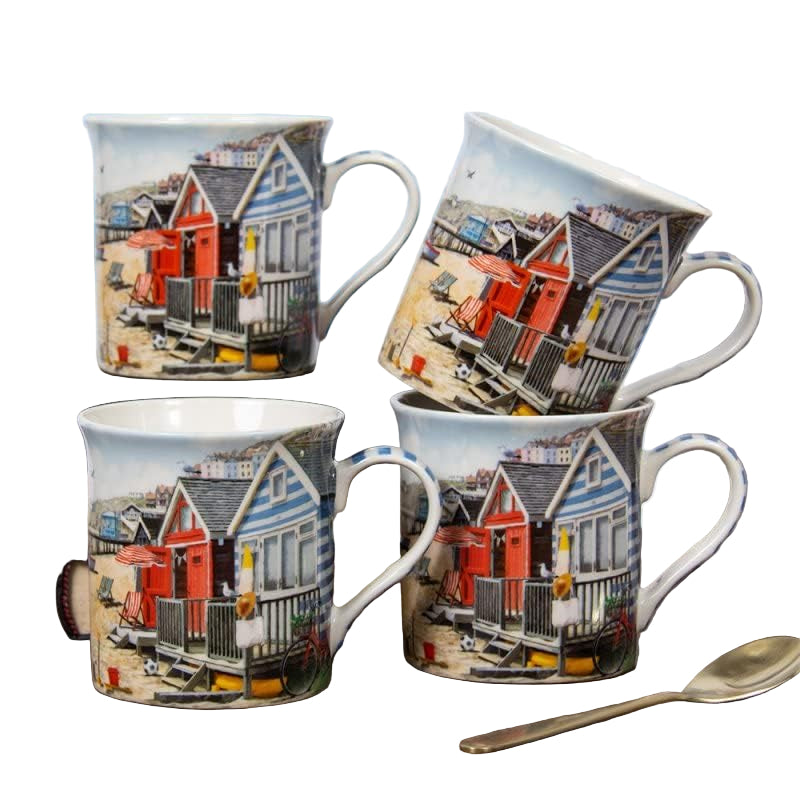 Sandy Bay Mugs Set of 4 Ceramic Hot Drinks Tea Coffee Mug Kitchenware Gift Box