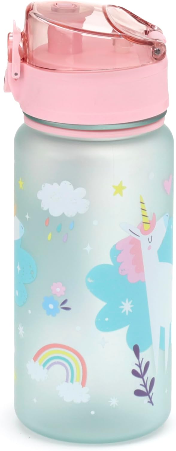 Puckator BOT216 Unicorn Magic Pop Top 350ml Shatterproof Reusable Children's Bottle with Infuser