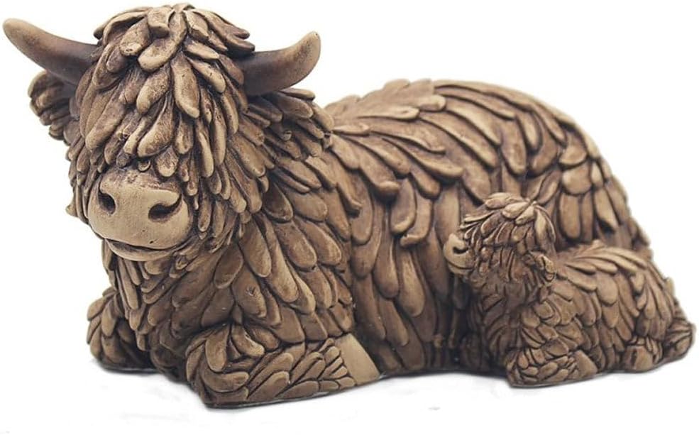 Lesser & Pavey Hughie Highland Cow & Calf Ornaments For Gift | Lovely Highland Cow Gifts For Home and Office Decoration | From The Leonardo Collection Animal Ornaments Range -LP72938