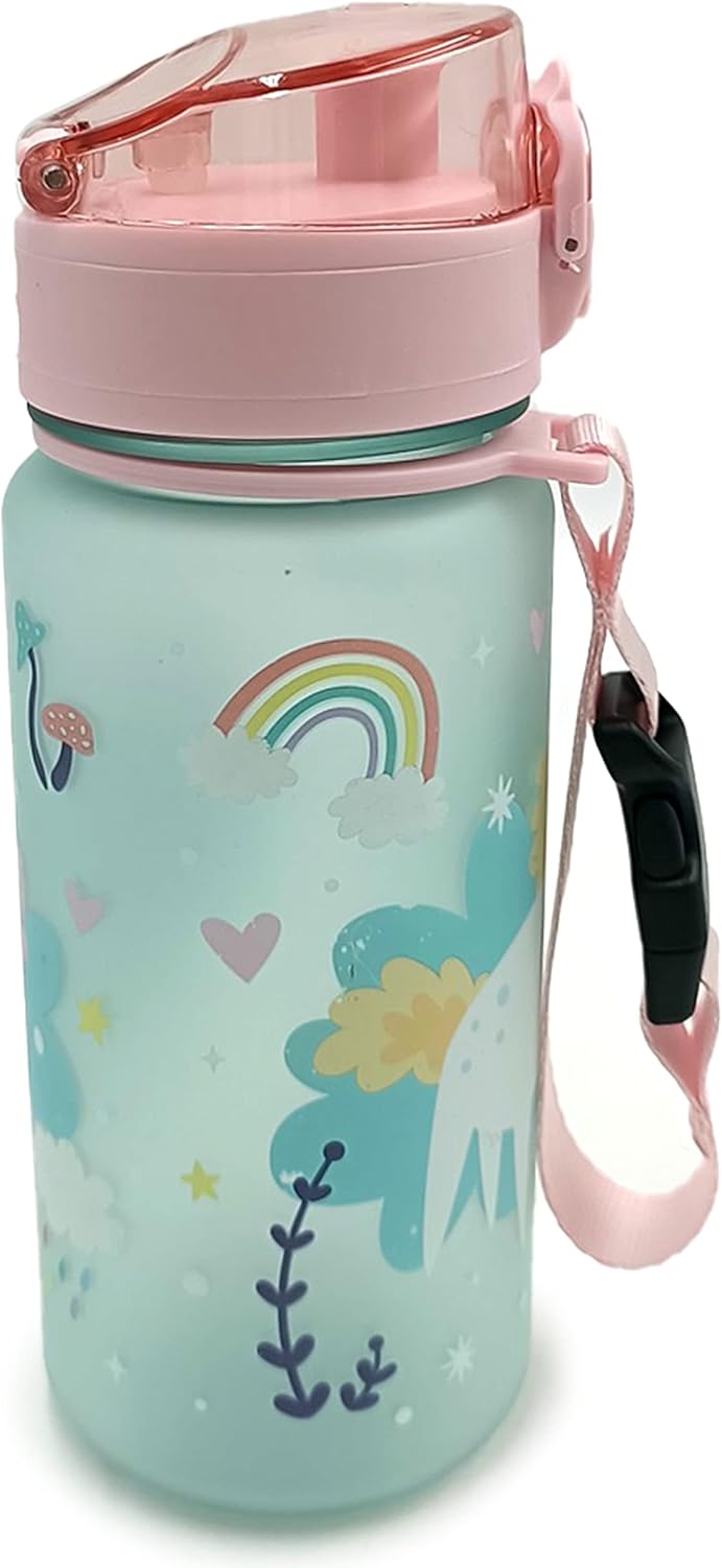 Puckator BOT216 Unicorn Magic Pop Top 350ml Shatterproof Reusable Children's Bottle with Infuser