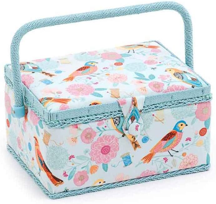 Hobby Gift Medium Basket in a Colourful Design, Ideal for Quilting, Sewing, Crafting, Crochet-Includes Pin Cushion,Pocket and a Removable PVC Tray,
