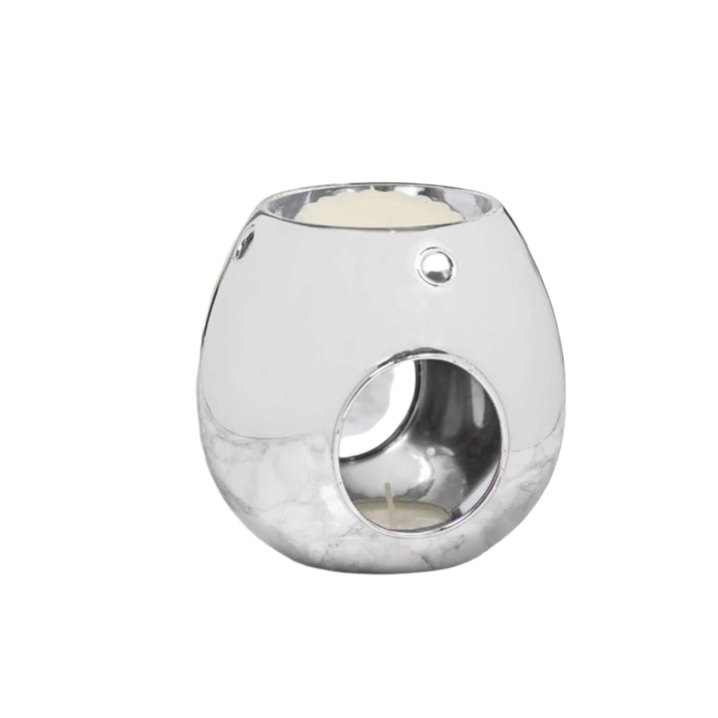 Desire Aroma Wax Melt & Oil Warmer Round Glass Globe Silver Finish 12cm LP46795