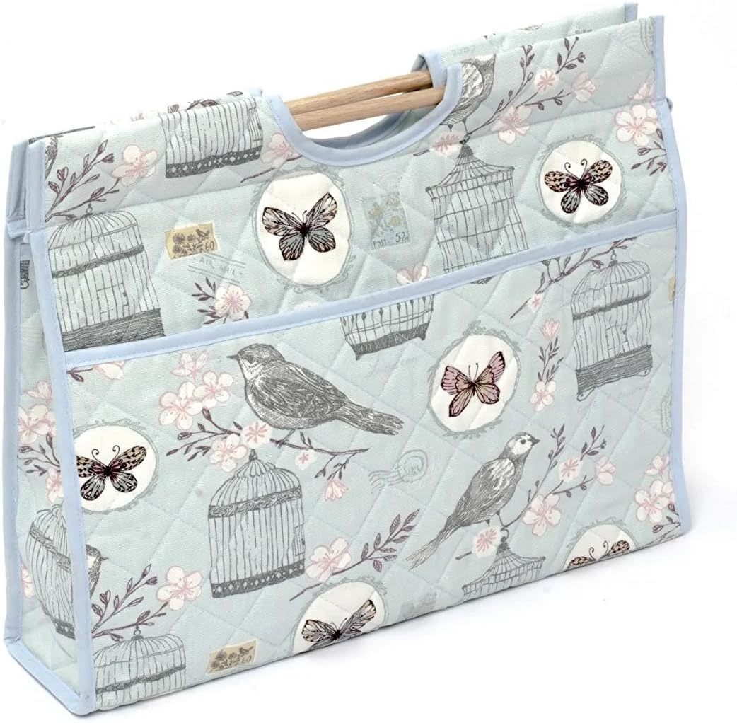 Hobby Gift Premium Craft Bag in a Multi-colour Bird Song Pattern on Blue (11 x 43 x 33.5cm)