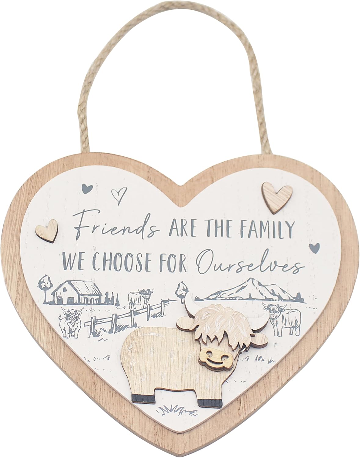 Lesser & Pavey Love & Affection Highland Cow Wooden Plaque - Friends For Home Decor & Gift | Wooden and Acrylic Plaques For Home and Office | Ideal Signs & Plaque Birthday Gifts For Women & Men