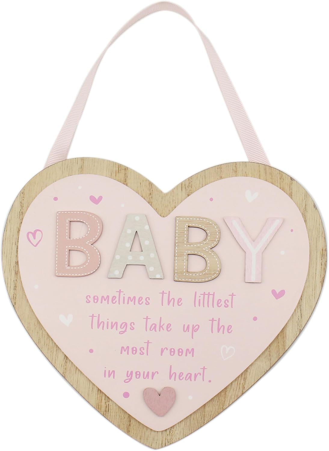 Love & Affection Baby Hanging Wooden Heart Plaque Pink For Home Decor & Gift | Wooden and Acrylic Plaques For Home