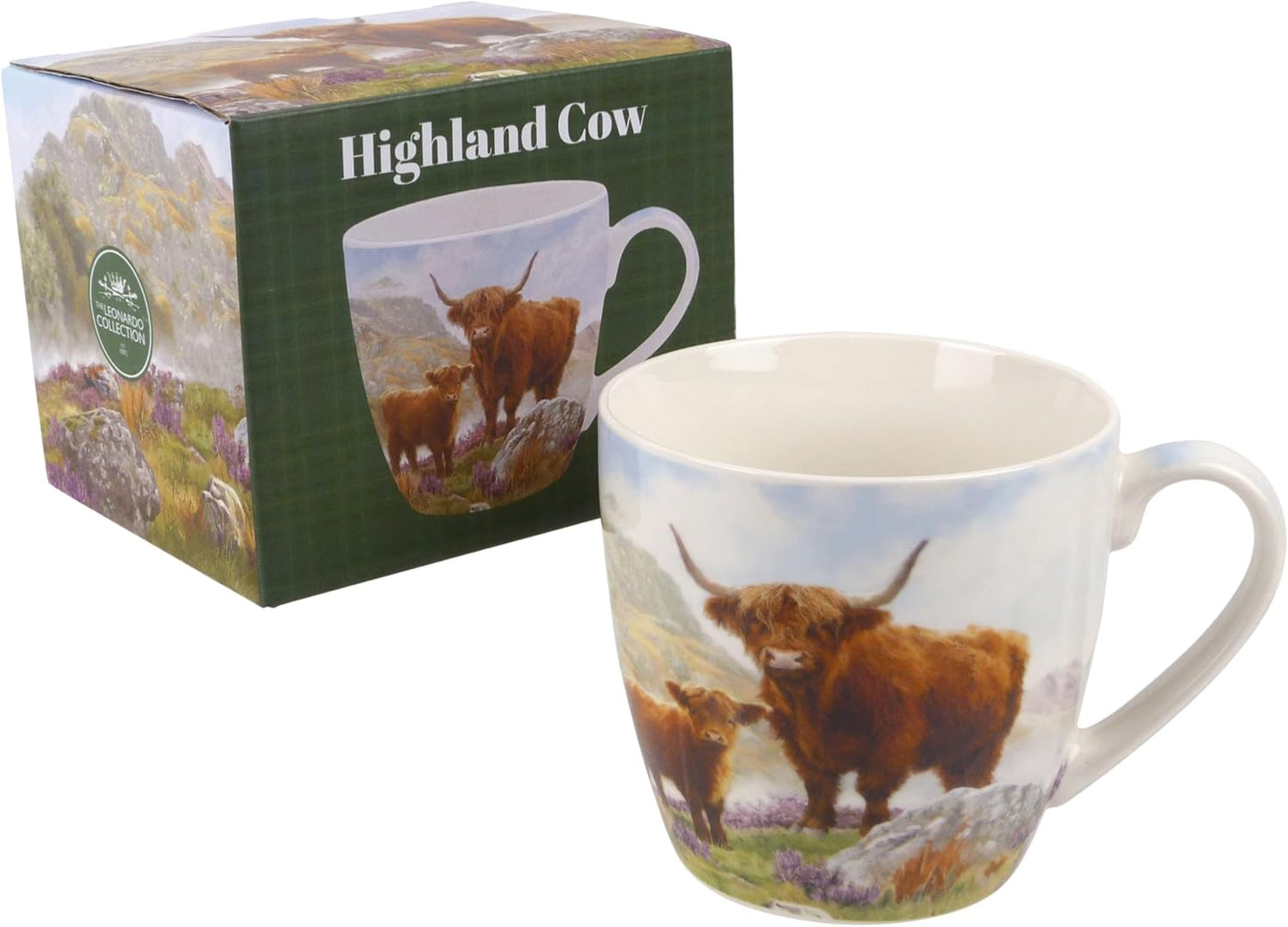 The Leonardo Collection Highland Cow Breakfast Mug MacNeil Studios, Tea and Coffee Mugs for Hot Drinks Printed Mugs for Kitchen & Home