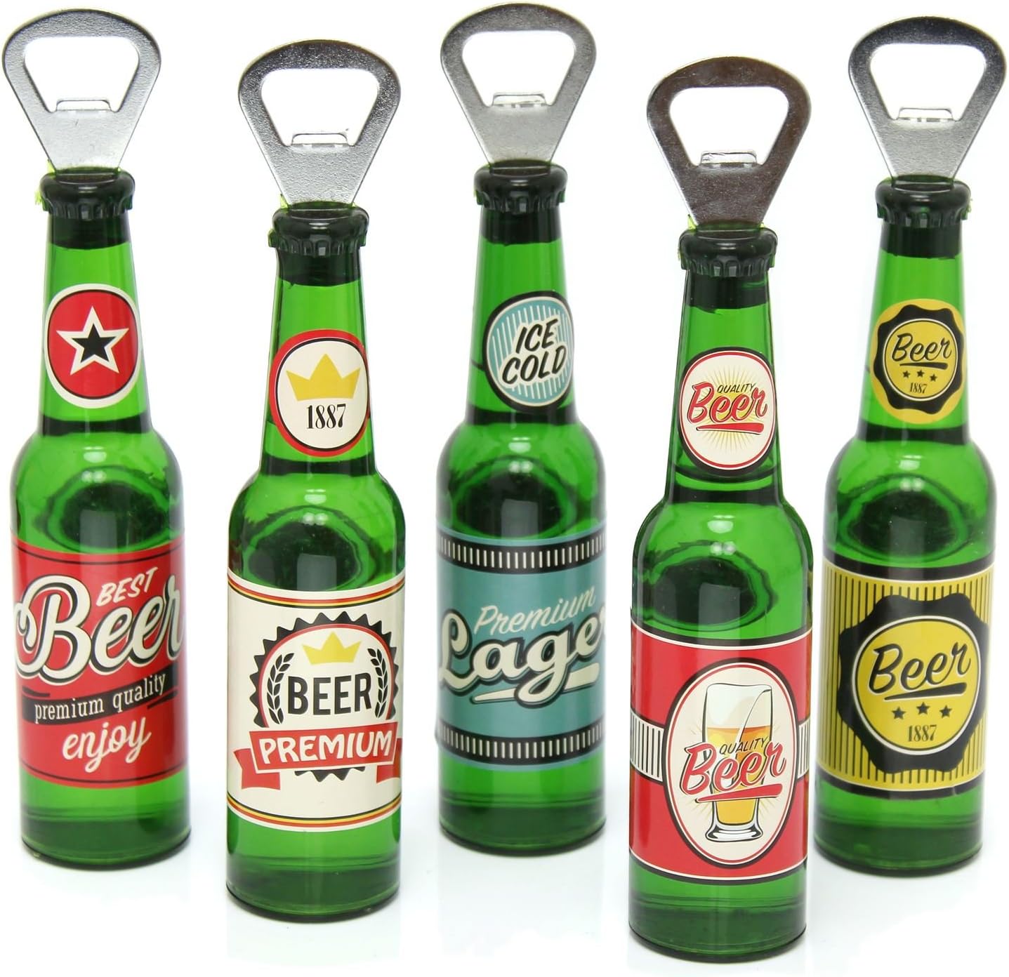 Beer Shaped Magnetic Bottle Opener Novelty Bar Accessory - Design Varies one supplied