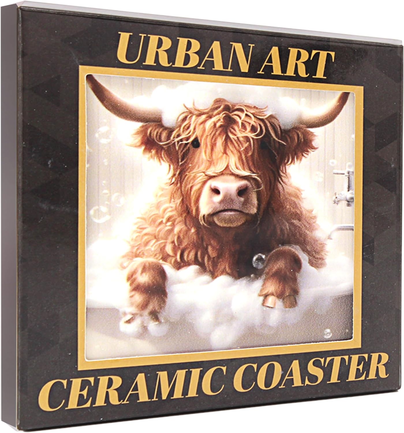 Urban Art Highland Cow Bubble Bath Coast For Home & Office | Stylish Coasters For Kitchen & Dining | Durable Drink Coasters