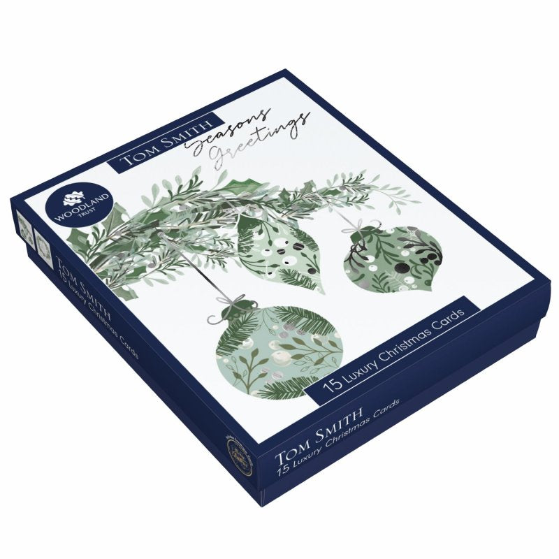 TOM SMITH CARDS LUX BOXED WREATH & BAUBLE 15IN PACK