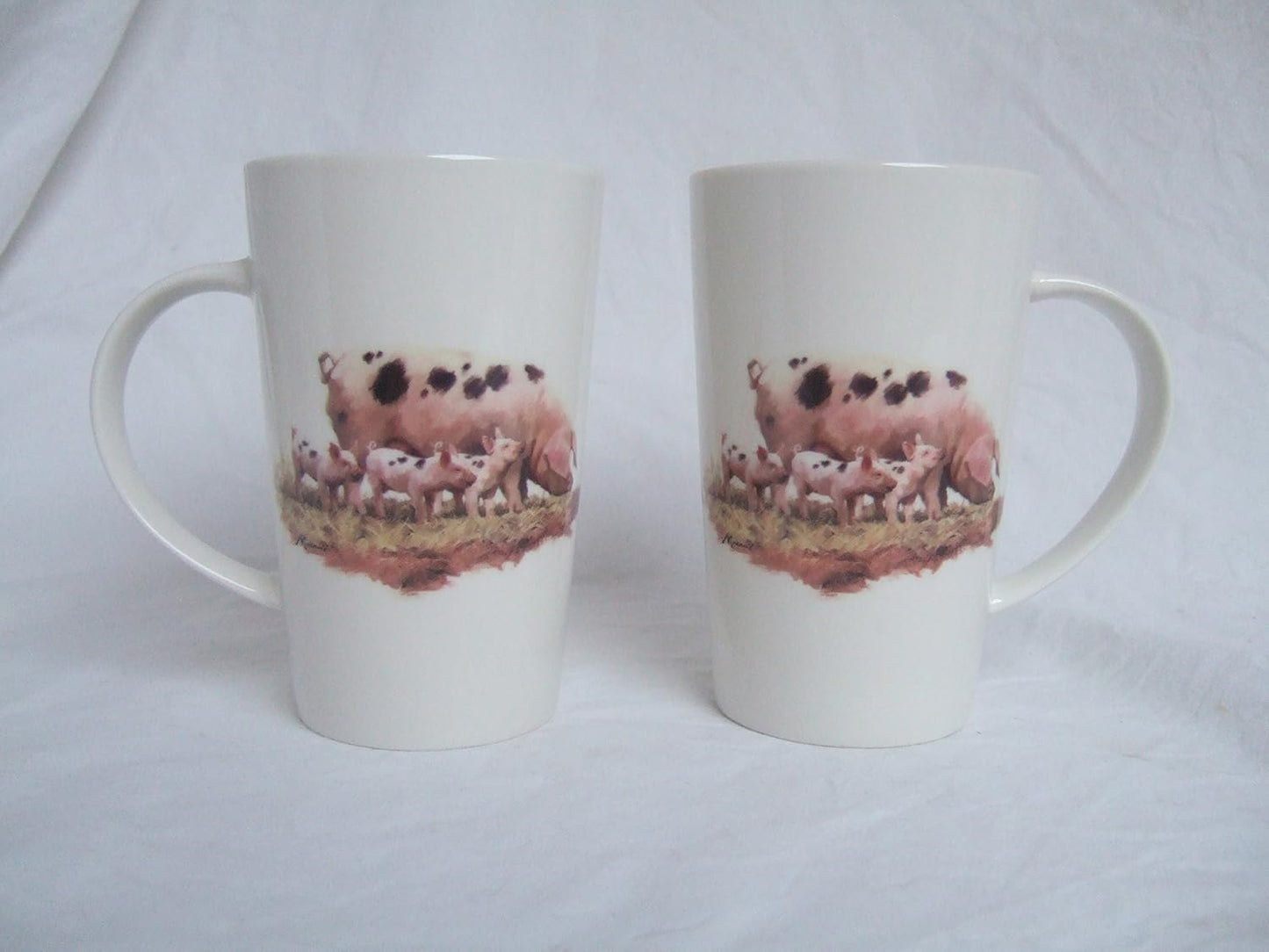 Fine China Latte Mugs - Pig and Piglets Design one