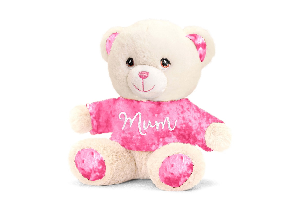 Keel Toys 15cm Keeleco Sentiments Cream Bear With Pink T Shirt - Mum