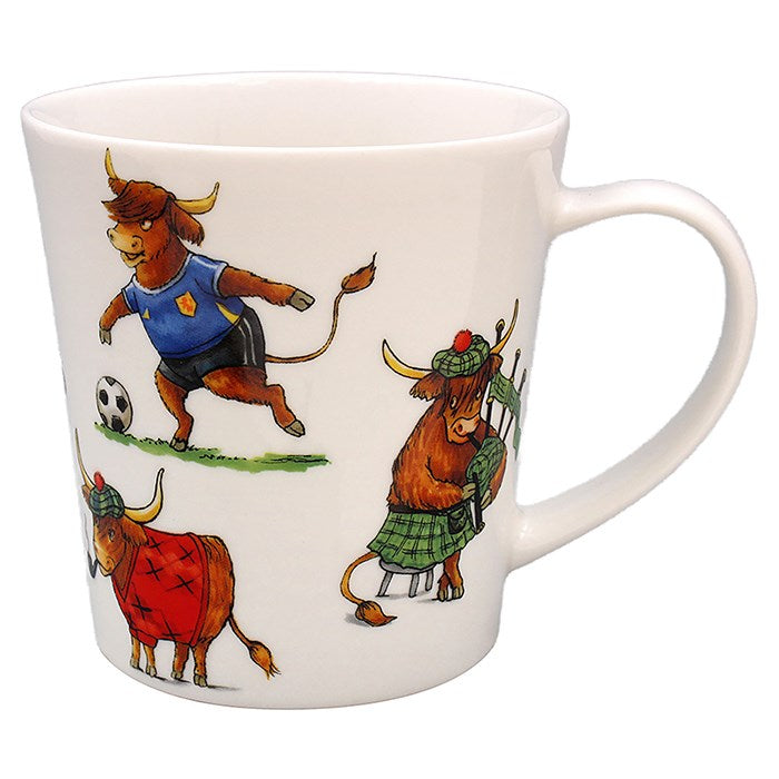 Comic Farmyard Highland Cow Mug animals behaving madly