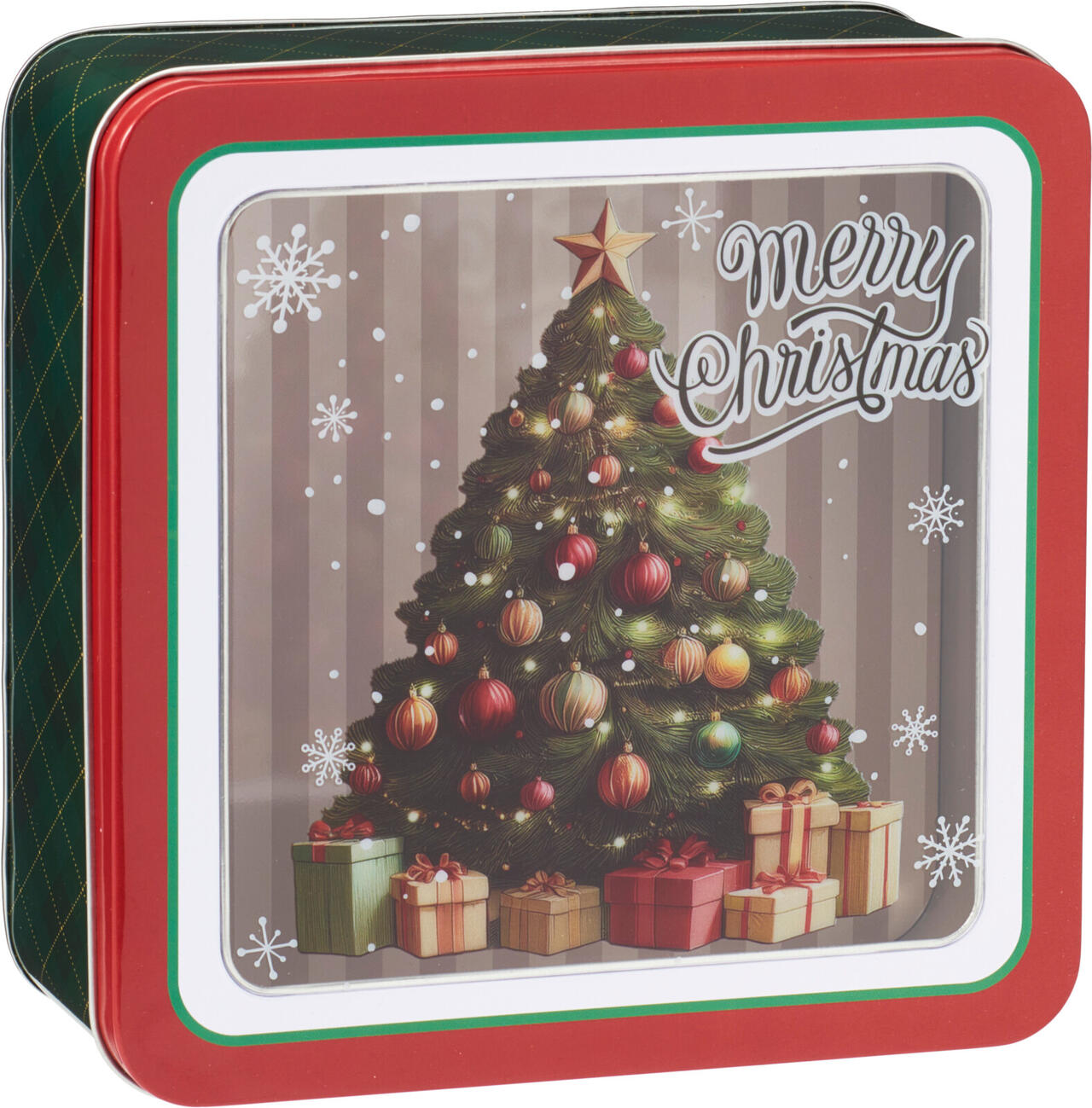 Storage Tin, Metal, Square Shape 190X190Xh85mm,Transparent Pet Lid one supplied