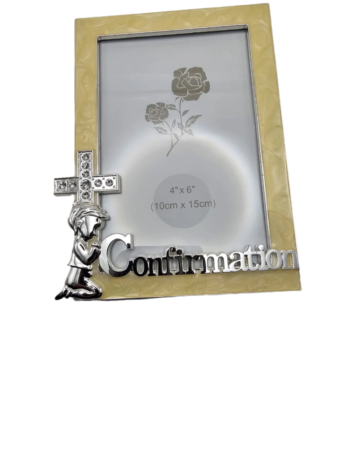 cream outer frame pearlised effect confirmation frame