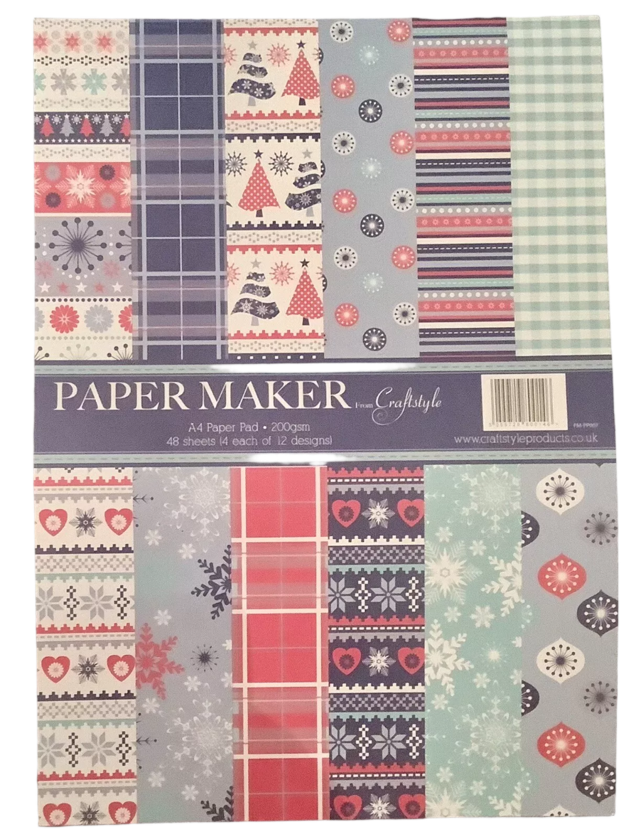 Craftstyle Paper Maker A4 Paper Pad - Xmas Blue/Red