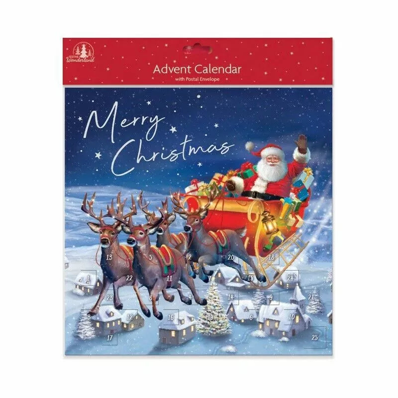 Traditional Christmas XMAS Advent Calendar Santa sleigh