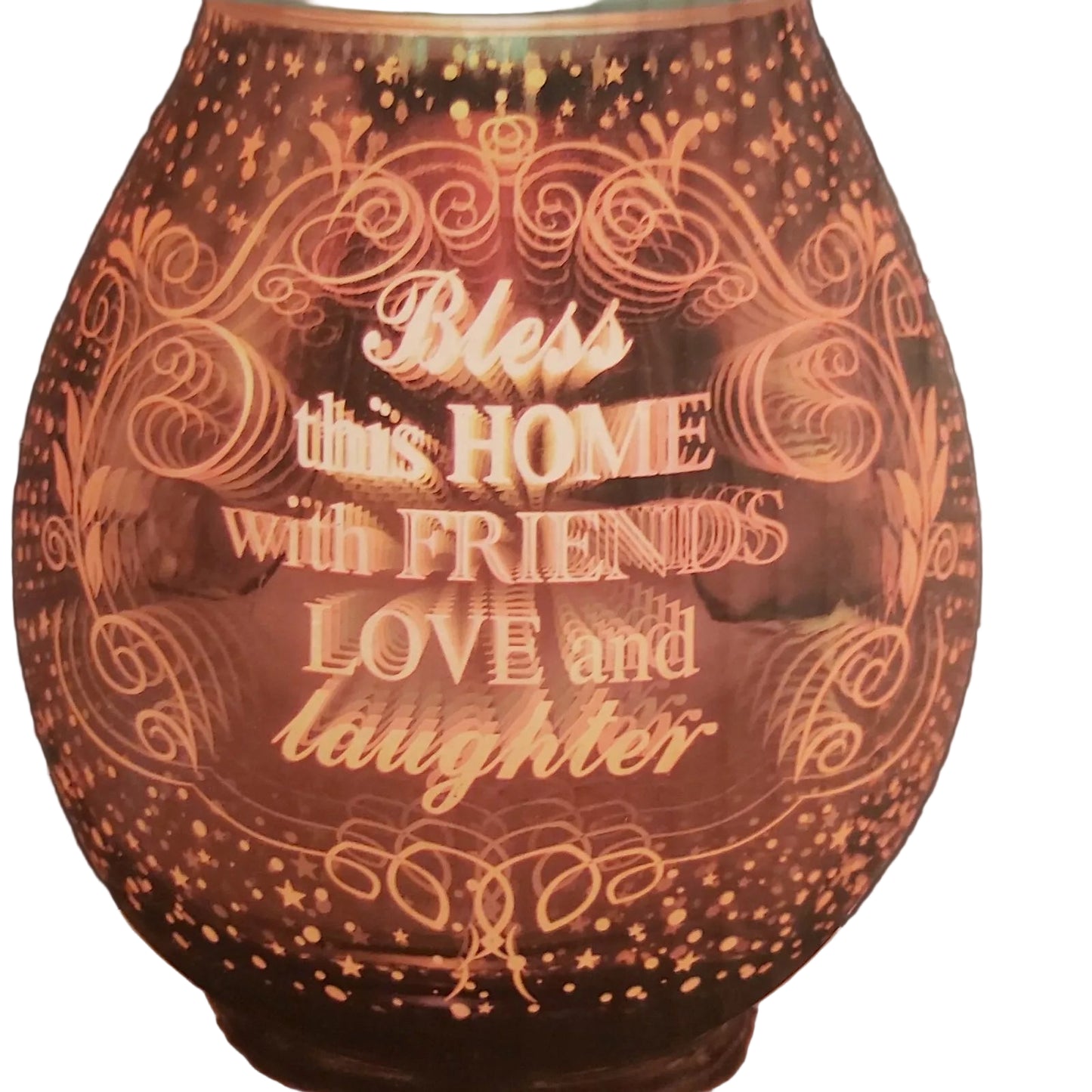 Bless This Home with Friends Love & Laughter" 3D Aroma Lamp Oil Burner
