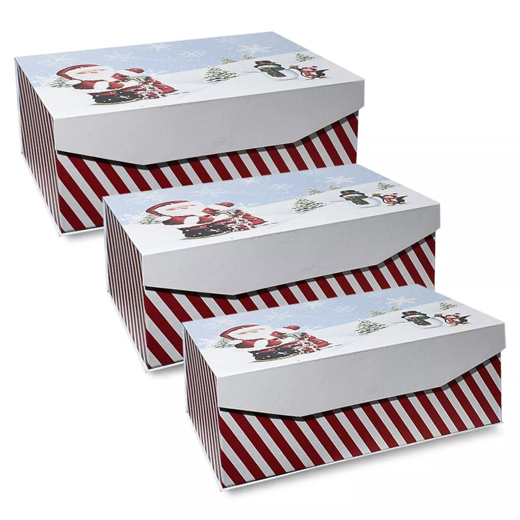 Gift Box Magnetic Set Of 3 Santa