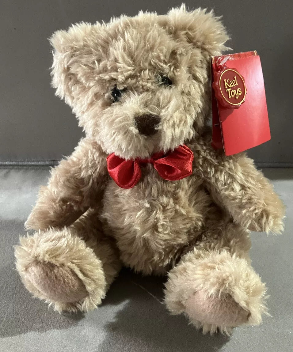 KEEL TOYS - ‘Bruno Bear’ SUPER SOFT, CUDDLY TEDDY BEAR WITH Bow - 15cm