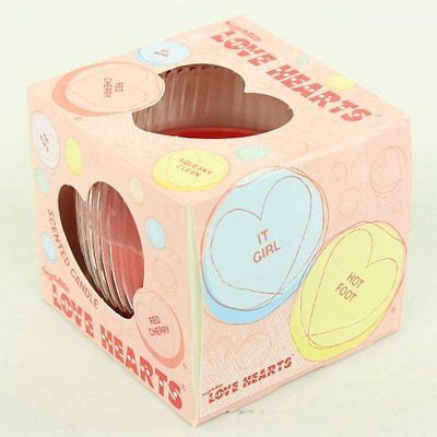 LOVE HEARTS 85g GLASS JAR SCENTED CANDLE SCENT CANDLES RED CHERRY NEW - hanrattycraftsgifts.co.uk