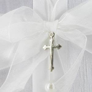 Silver Cross & Heart Christening Guest Book, gift - hanrattycraftsgifts.co.uk