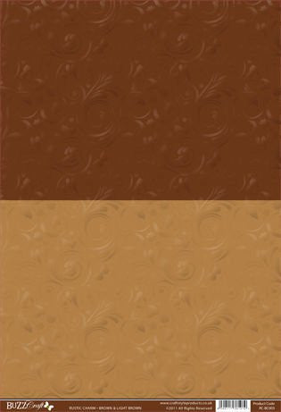 rustic charm brown & light brown embossed card 2sheets - hanrattycraftsgifts.co.uk