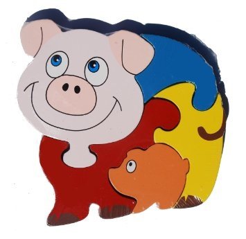 Farmyard Friends Wooden Jigsaw Set of 4 - Piggy, Cow, Sheep, Horse - hanrattycraftsgifts.co.uk