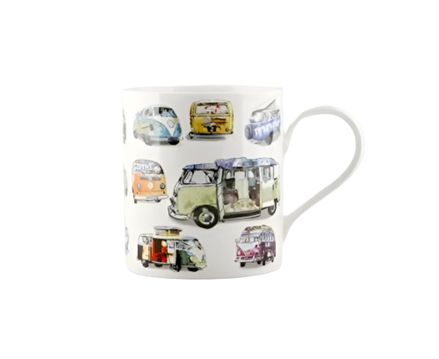 Julia Hook Design VW Camper Vans Fine China Mug in Gift Box - hanrattycraftsgifts.co.uk