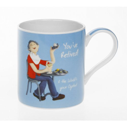 Lesser Pavey Retirement China Mug In Gift Box Fun Animated Design By Holy Mackerel For Him - hanrattycraftsgifts.co.uk