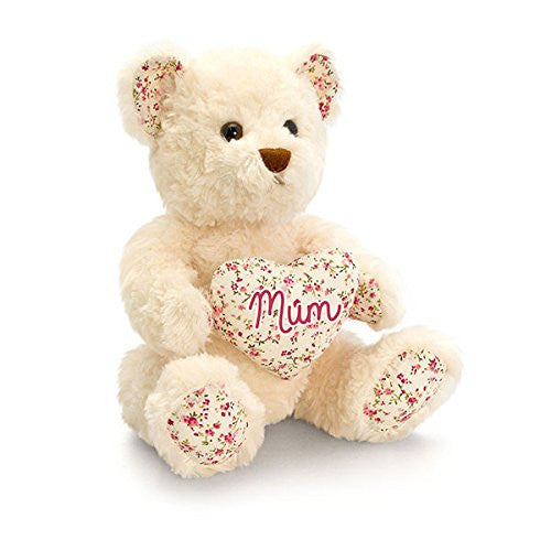 belle rose bear with mum heart 25cm - hanrattycraftsgifts.co.uk