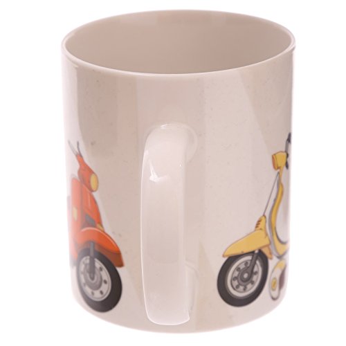 Puckator mug247 Mug in Fine Bone China Scooter by Evans Jack Fine Bone China Yellow, Orange, Blue, White, Brown 11x8,5x9,5 cm - hanrattycraftsgifts.co.uk