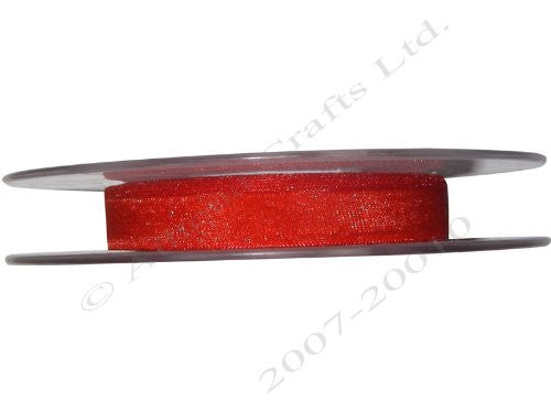 10mm x 25m Red Berisford Sheer Organza Ribbon - hanrattycraftsgifts.co.uk