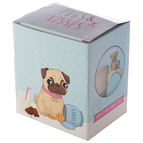 Cute Ceramic Pug Mug with Pug & Cookies on the Handle - hanrattycraftsgifts.co.uk