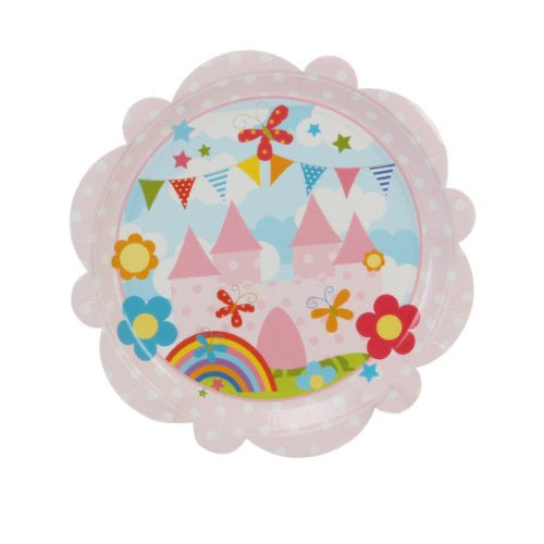 Kiddiwinks Partyware Pk of 8 Party Plates - Flower Shape Girls Design - hanrattycraftsgifts.co.uk