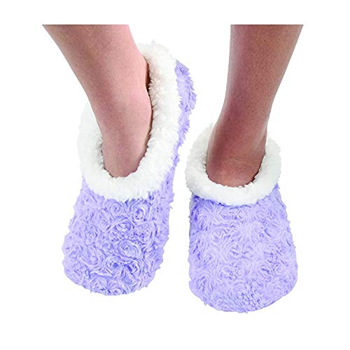 Ladies Super Soft Rose Textured Fur-Like Fabric Snoozies Slippers - hanrattycraftsgifts.co.uk