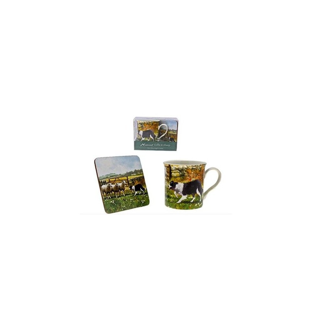 Macneil Collie Dog and Sheep Mug and Coaster Set - hanrattycraftsgifts.co.uk