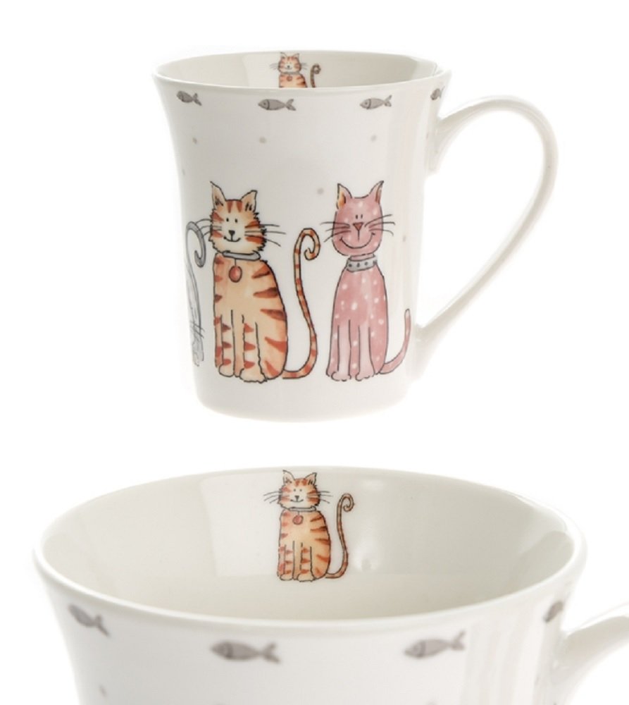 Cute Cat Mug - China Cat Mug - Twin Cats - hanrattycraftsgifts.co.uk