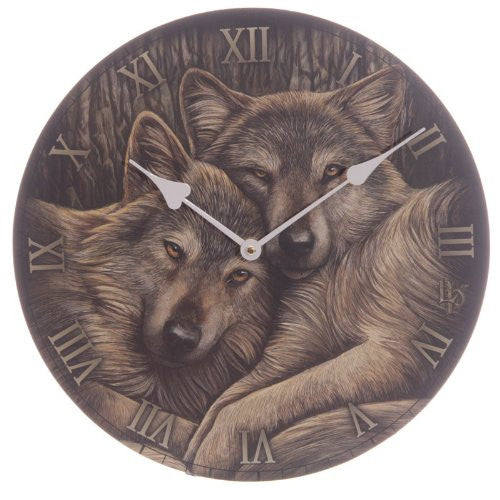 Puckator CKP85 Lisa Parker Clock with Wolves 3 x 30 x 30 cm - hanrattycraftsgifts.co.uk