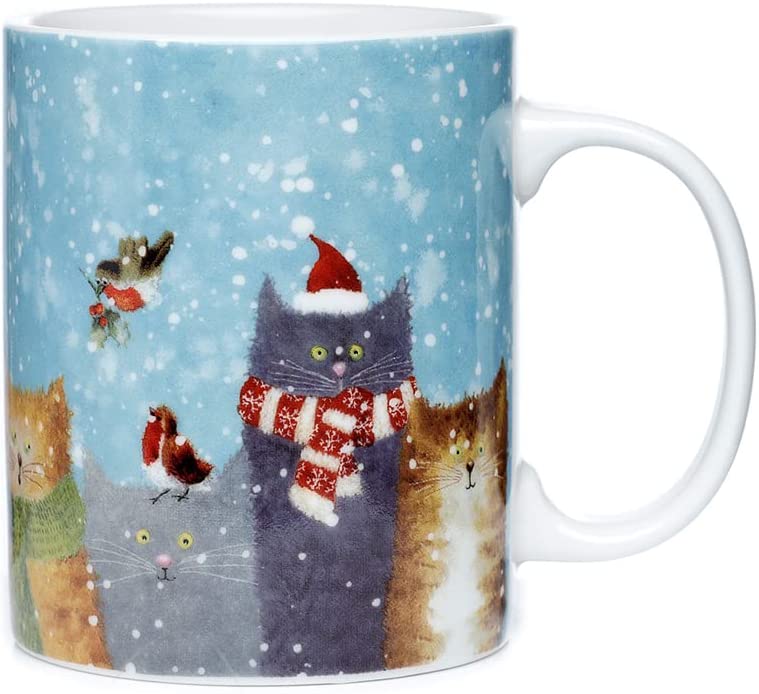 Puckator XMUG65 Jan Pashley Christmas Cat Porcelain Mug