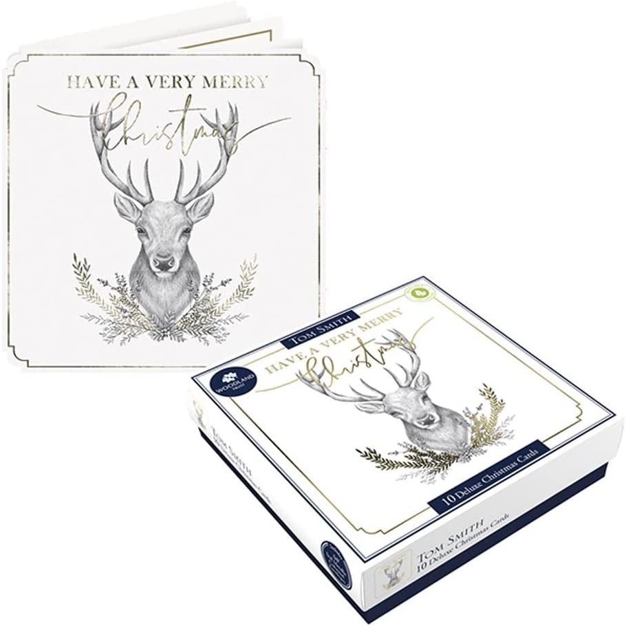 Tom Smith Deer Square Christmas Cards - 10 Pack