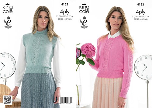 King Cole 4132 Knitting Pattern Top and Sweater to knit in King Cole Authentic DK - hanrattycraftsgifts.co.uk