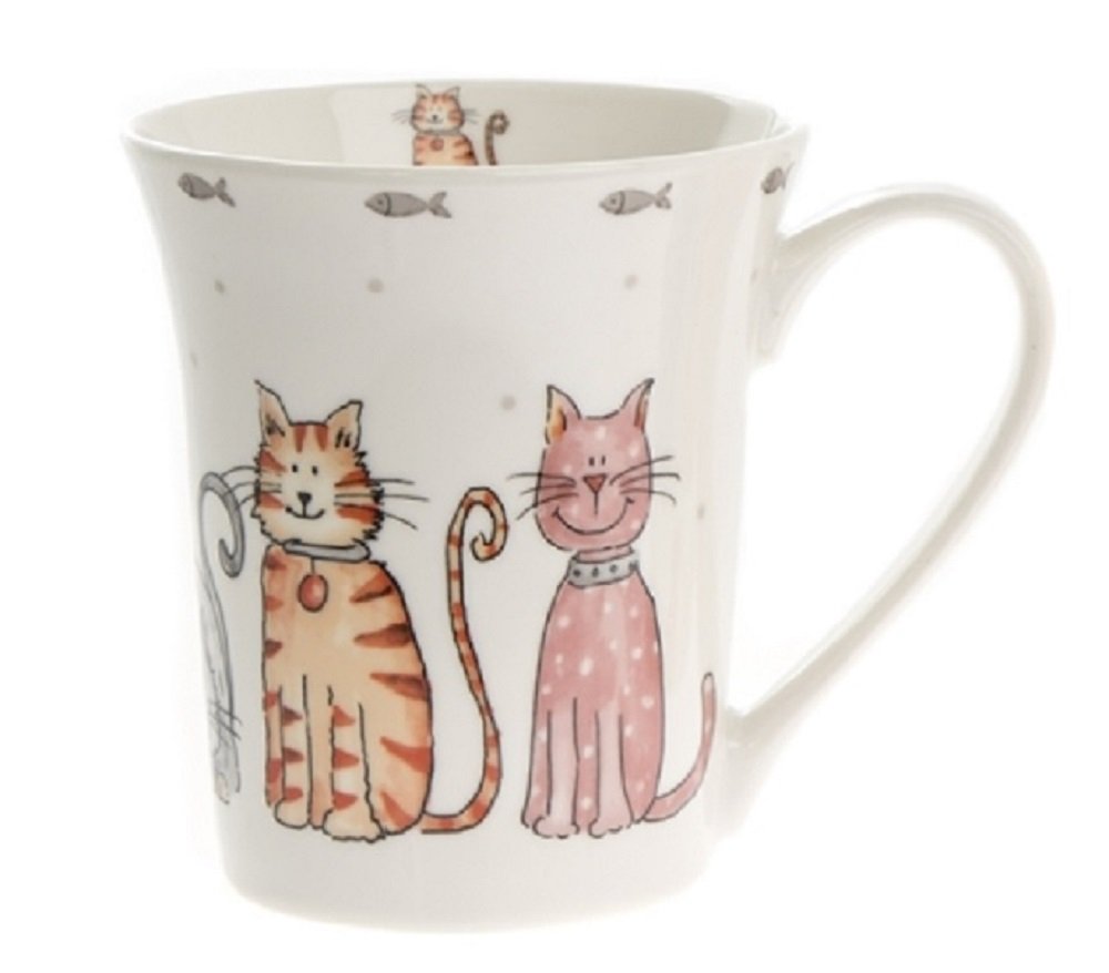 Cute Cat Mug - China Cat Mug - Twin Cats - hanrattycraftsgifts.co.uk