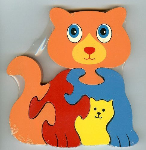 Traditional Wood'n'Fun: Baby/Toodler Wooden Colourful Cat & Kitten Jigsaw/Puzzle. - hanrattycraftsgifts.co.uk