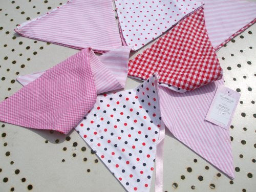 Powell Craft Handmade Pink Bunting - Perfect for Nursery / Babies Room / Play Room - hanrattycraftsgifts.co.uk