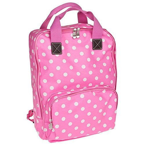 Pink White Polka Dot Backpack Ladies Girls Rucksack - hanrattycraftsgifts.co.uk