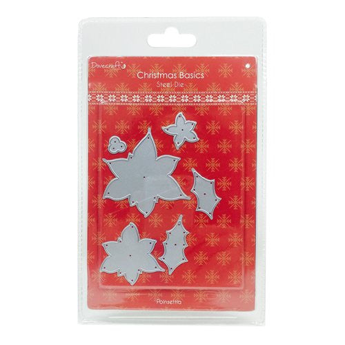 Dovecraft Poinsettia & Holly Steel Cutting Dies x6 - hanrattycraftsgifts.co.uk