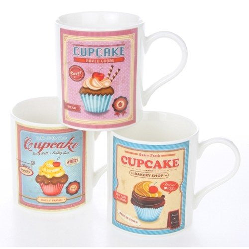 Retro Cupcake Mug Three Colours One Selected At Random On Despatch - hanrattycraftsgifts.co.uk